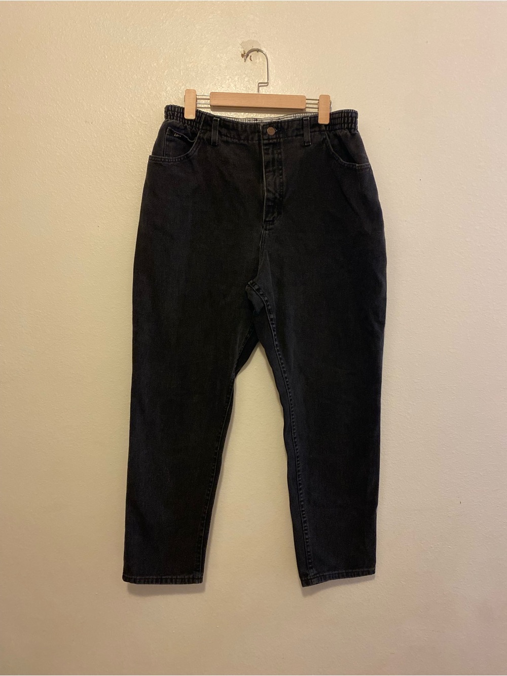 Lee Black Denim Jeans with Brass Zipper